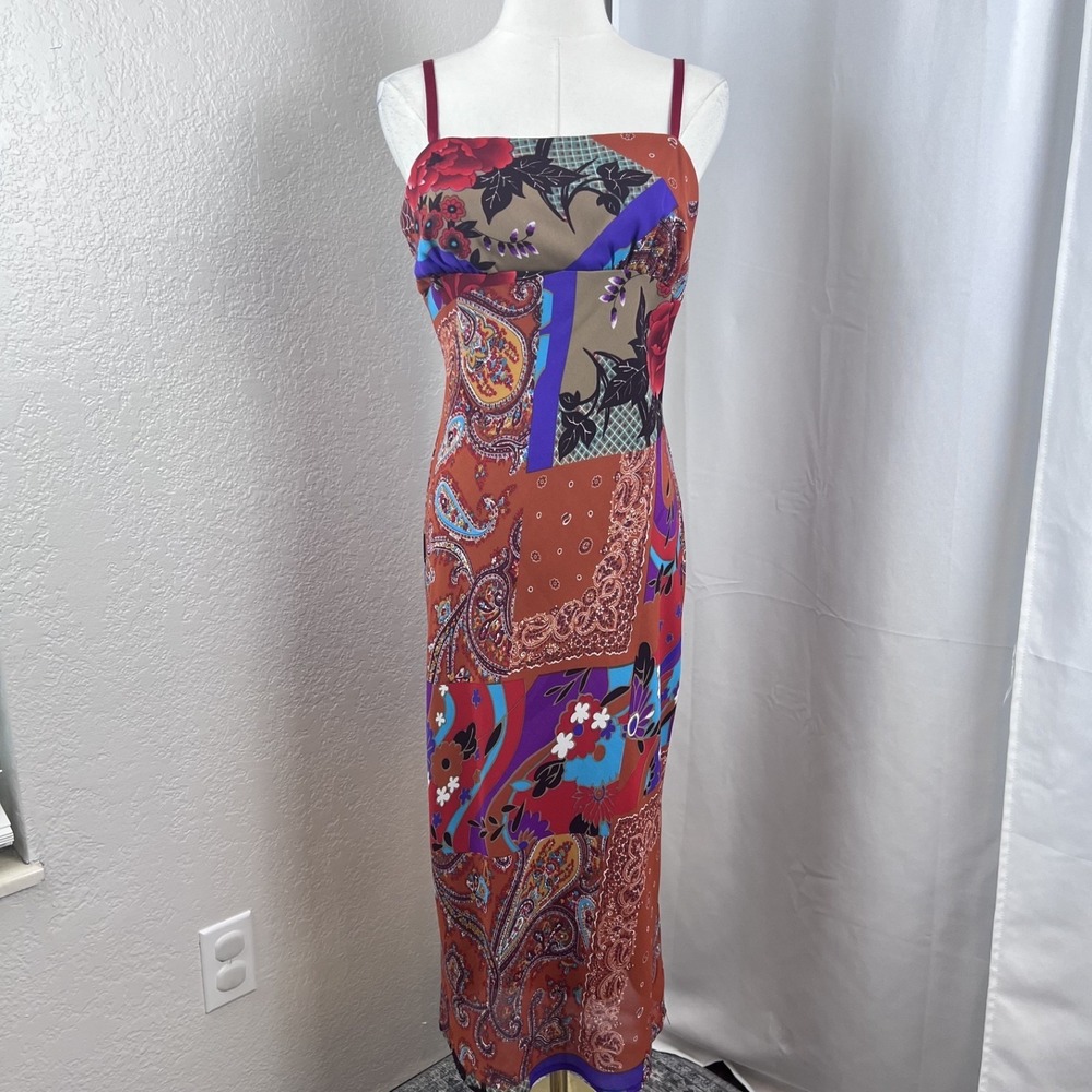Vintage Y2K Wanted Midi Dress Womens Medium Babydoll Patchwork Fairy Grunge 90s